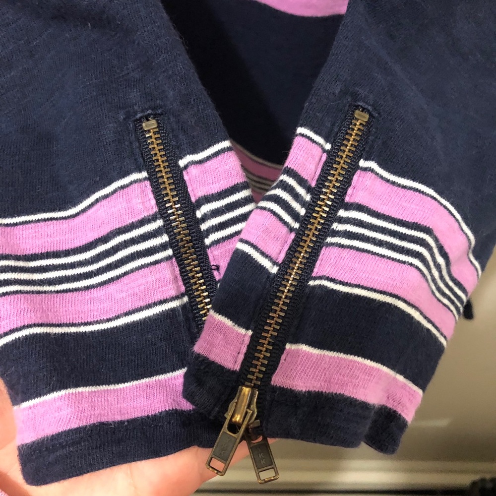 J. Crew Boat Neck Stripes Zipper Sleeves - Picture 4 of 8